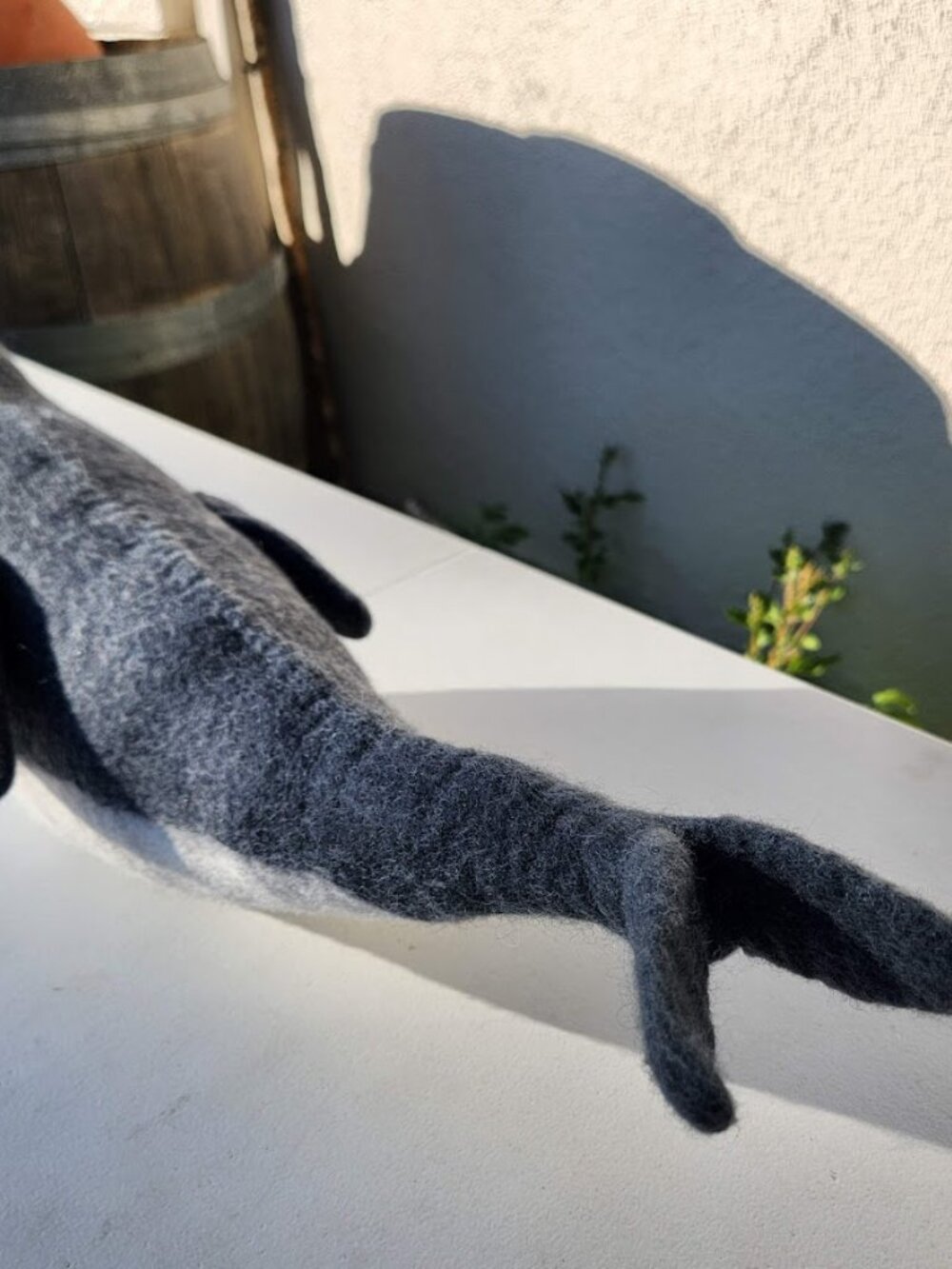 Pottery Barn Wally the Whale Pillow 22"x9" Felt Animal Decor Plush Beach Nautica - Picture 8 of 8